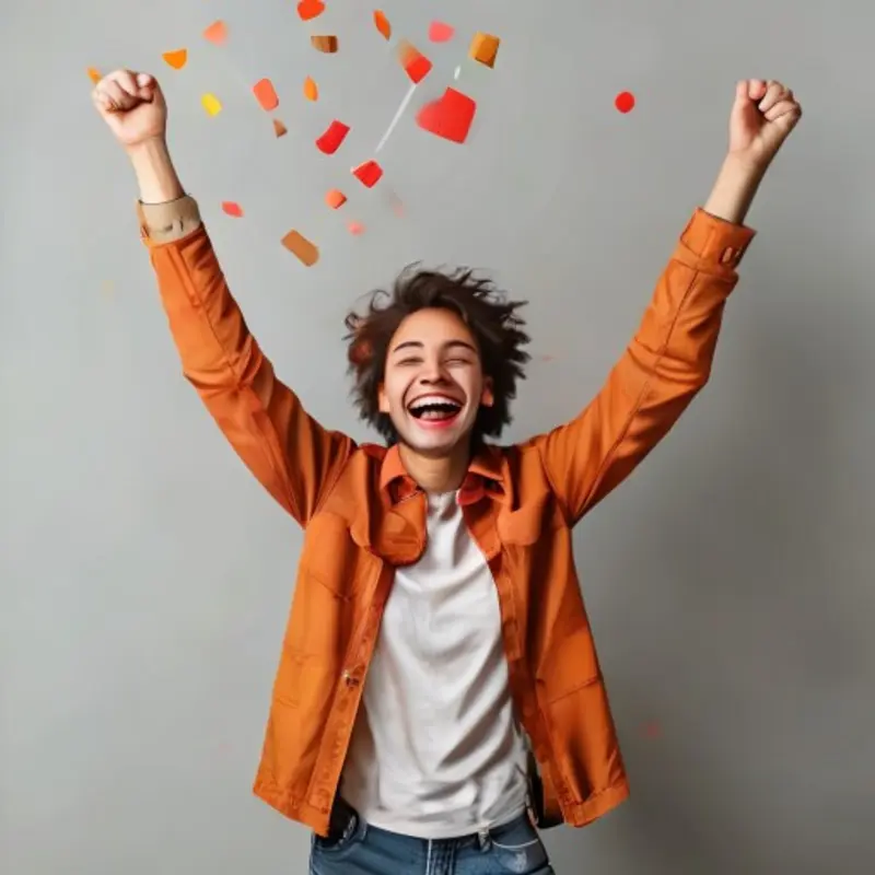 Pessoa feliz comemorando a aprovação de crédito