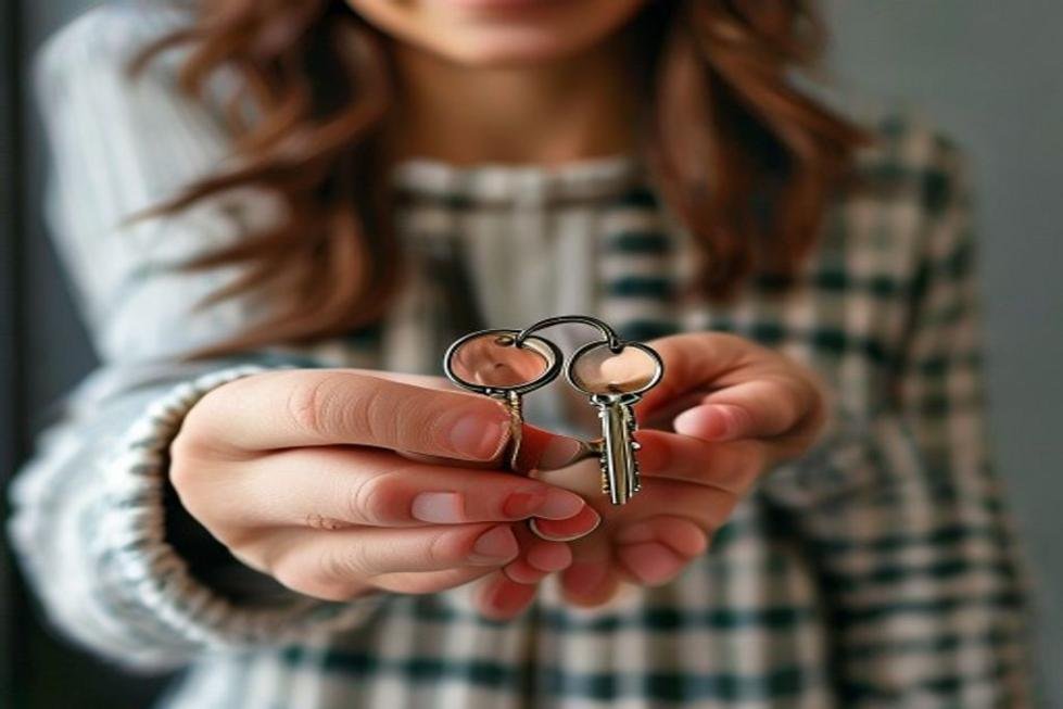 Pessoa segurando chaves de uma nova casa